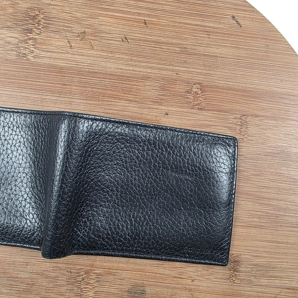 Cole Haan Wallet Mens One Size Black Leather Bifold Card Case Logo Minimalist